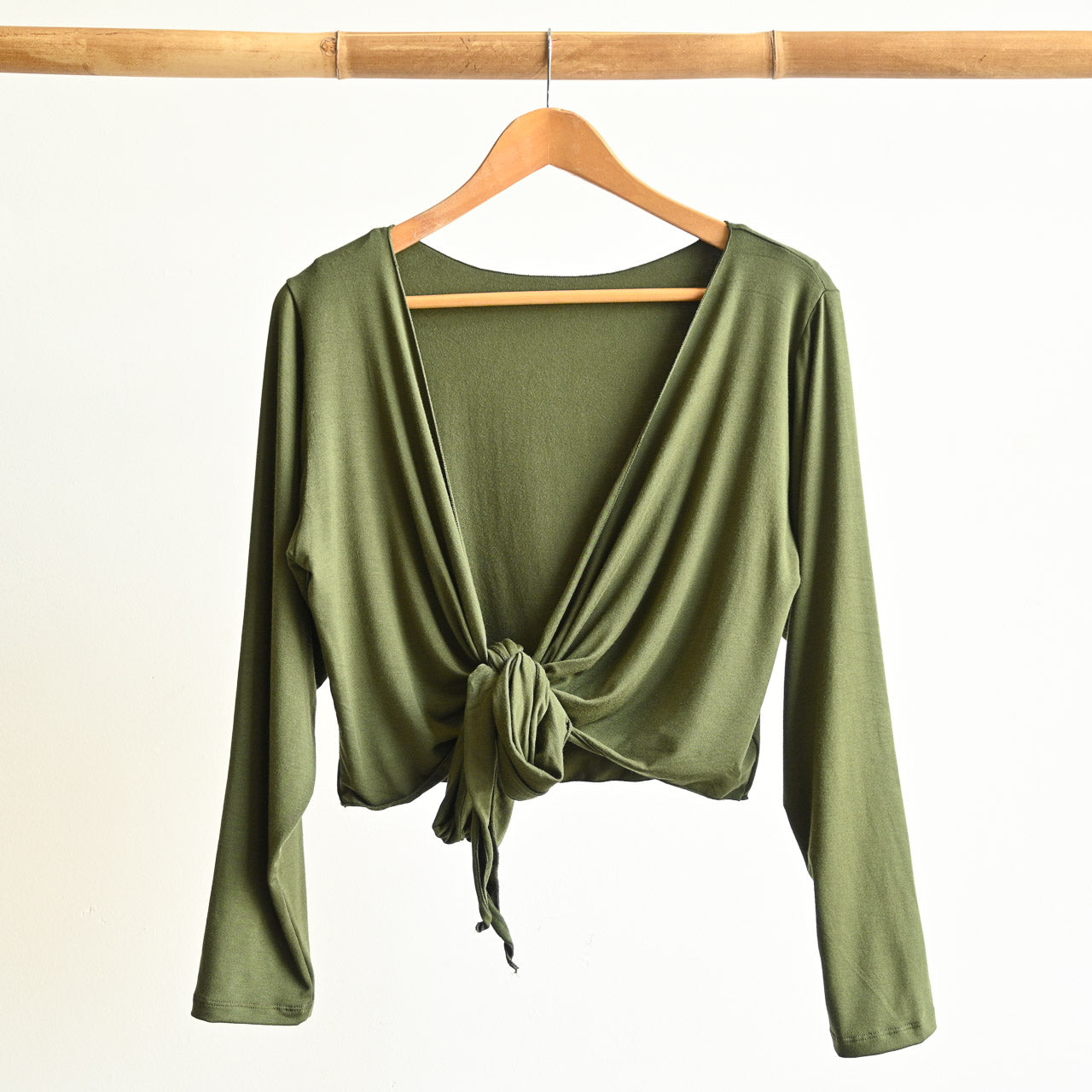 Ballet Wrap Top - long sleeve wrap-around stretch cardi in bamboo – KOBOMO