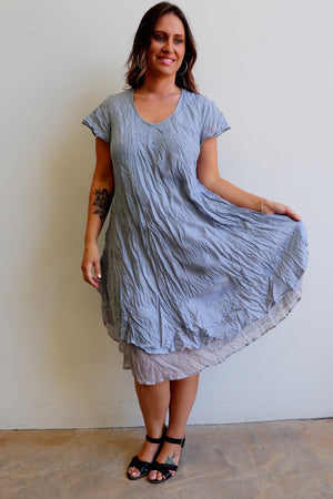100% Cotton Layer Summer Dress with Cap Sleeve + Scoop Neck – KOBOMO
