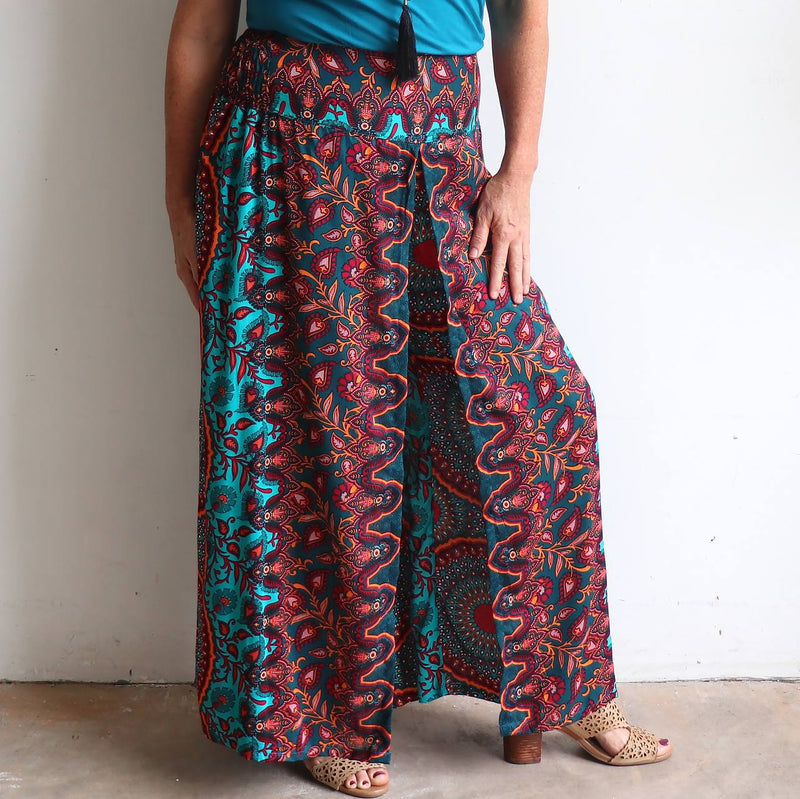 Free Spirit Wrap Pant, classic wide-leg palazzo style in vibrant print ...