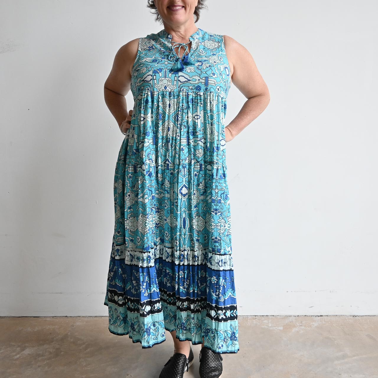 Getaway Midi Dress by Orientique - Turquoise Blue