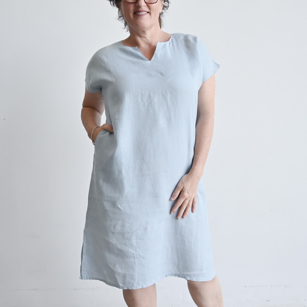 Kobomo Linen Sari Tunic Dress - Chambray Blue