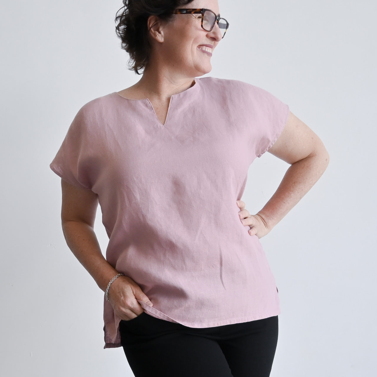 Kobomo Linen Sari Top - Heather Pink