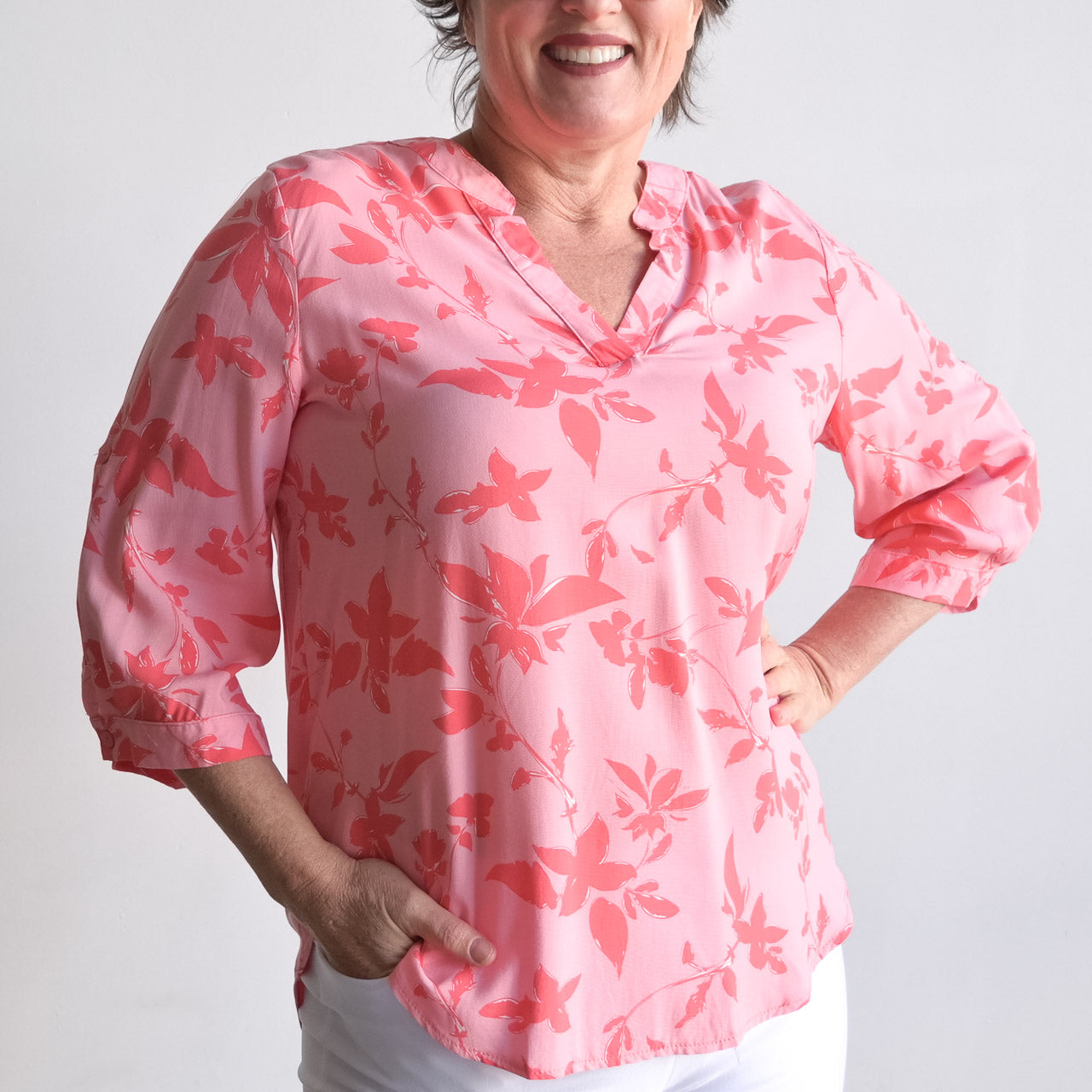 La Classique Blouse - Silhouette Print - Guava Pink