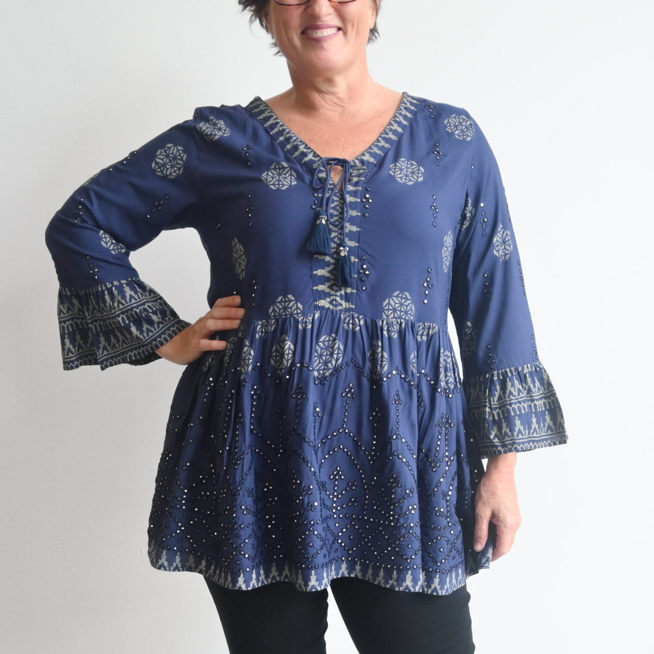 Night Sky Mirrored Bohemian Blouse by Escape