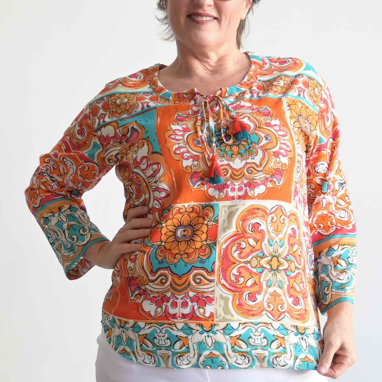 Nomad Summer Blouse by Orientique - Mandarin Soleil