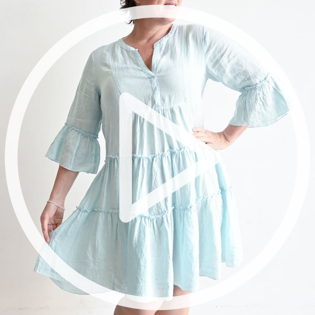 Pure Linen Tiered Summer Dress by Escape