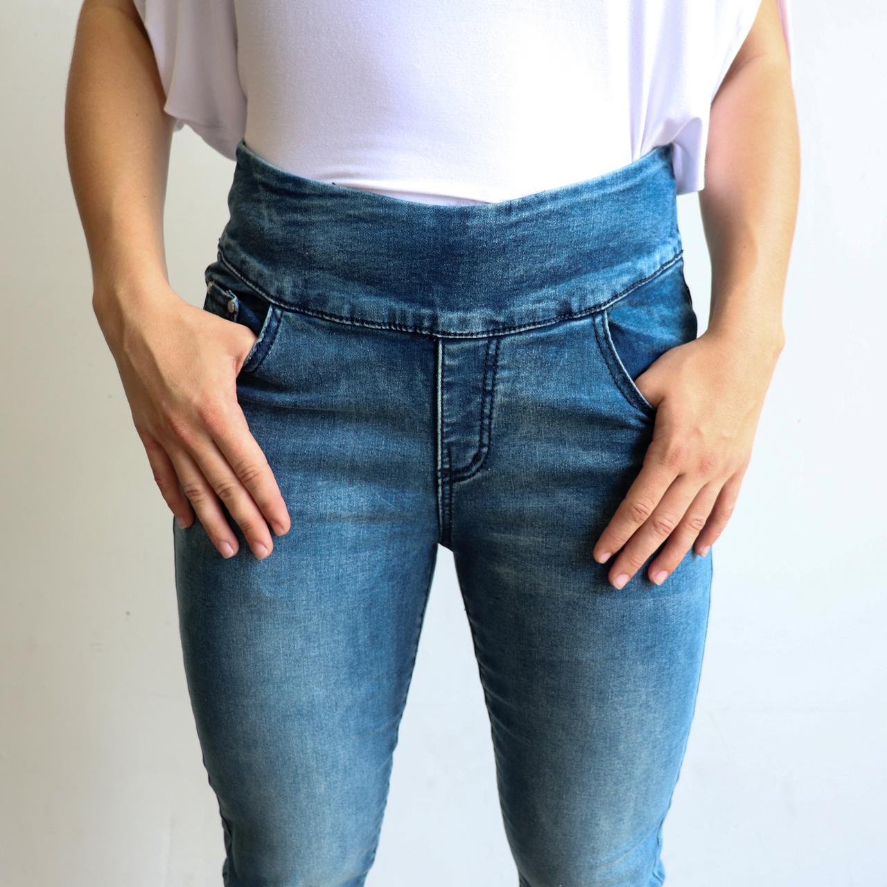 Shaper Denim Jeans - mid-rise stretch pull-on jegging in plus size ...