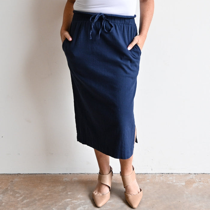 Stretch Linen Midi Skirt – KOBOMO