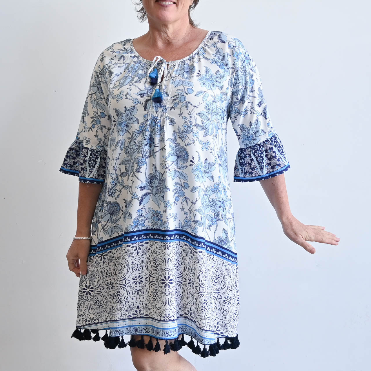 Tassel Hem Kaftan Dress by Orientique - Avignon