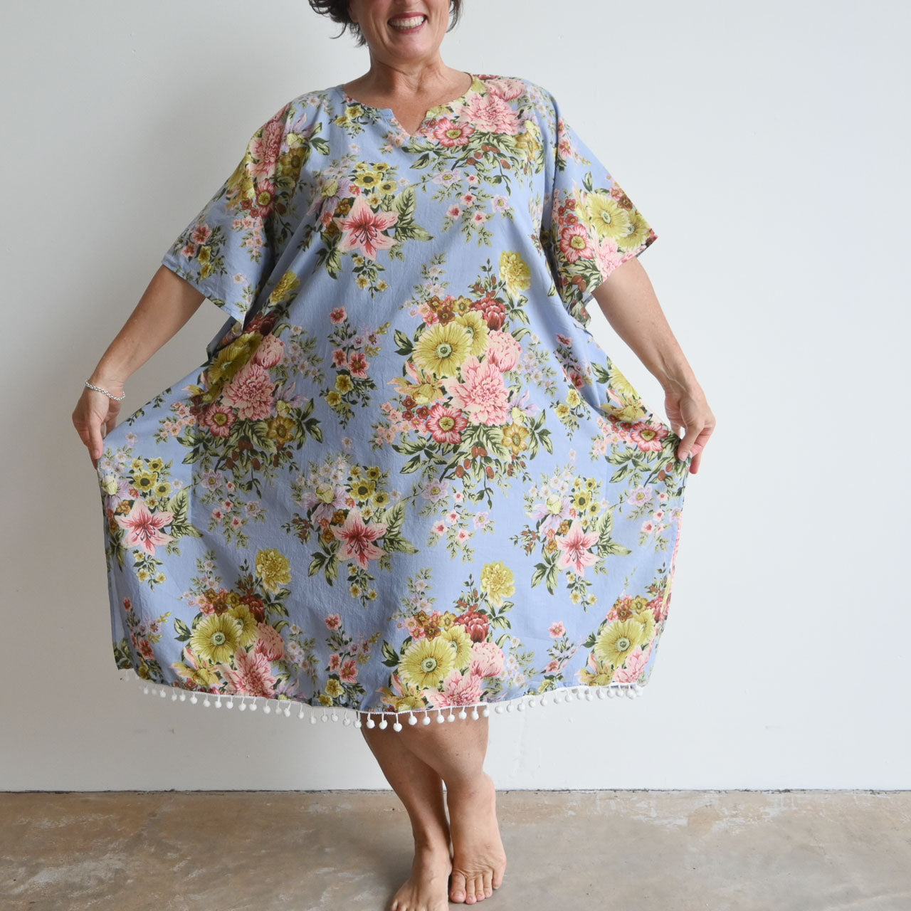 Easy Fit Cotton Beach Kaftan in Vintage Floral | Regular + Plus Size ...