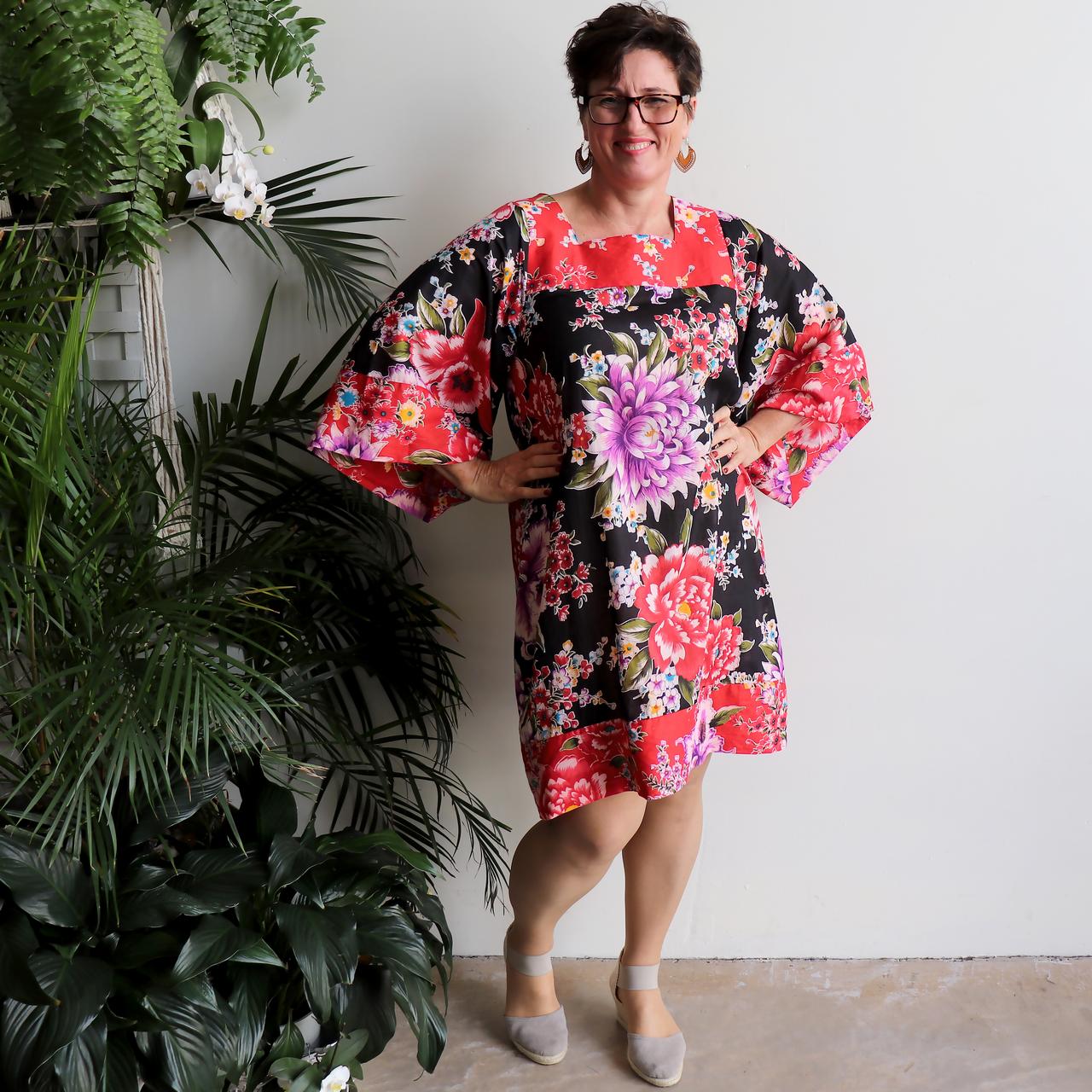 The Kimono Dress - Peony Print