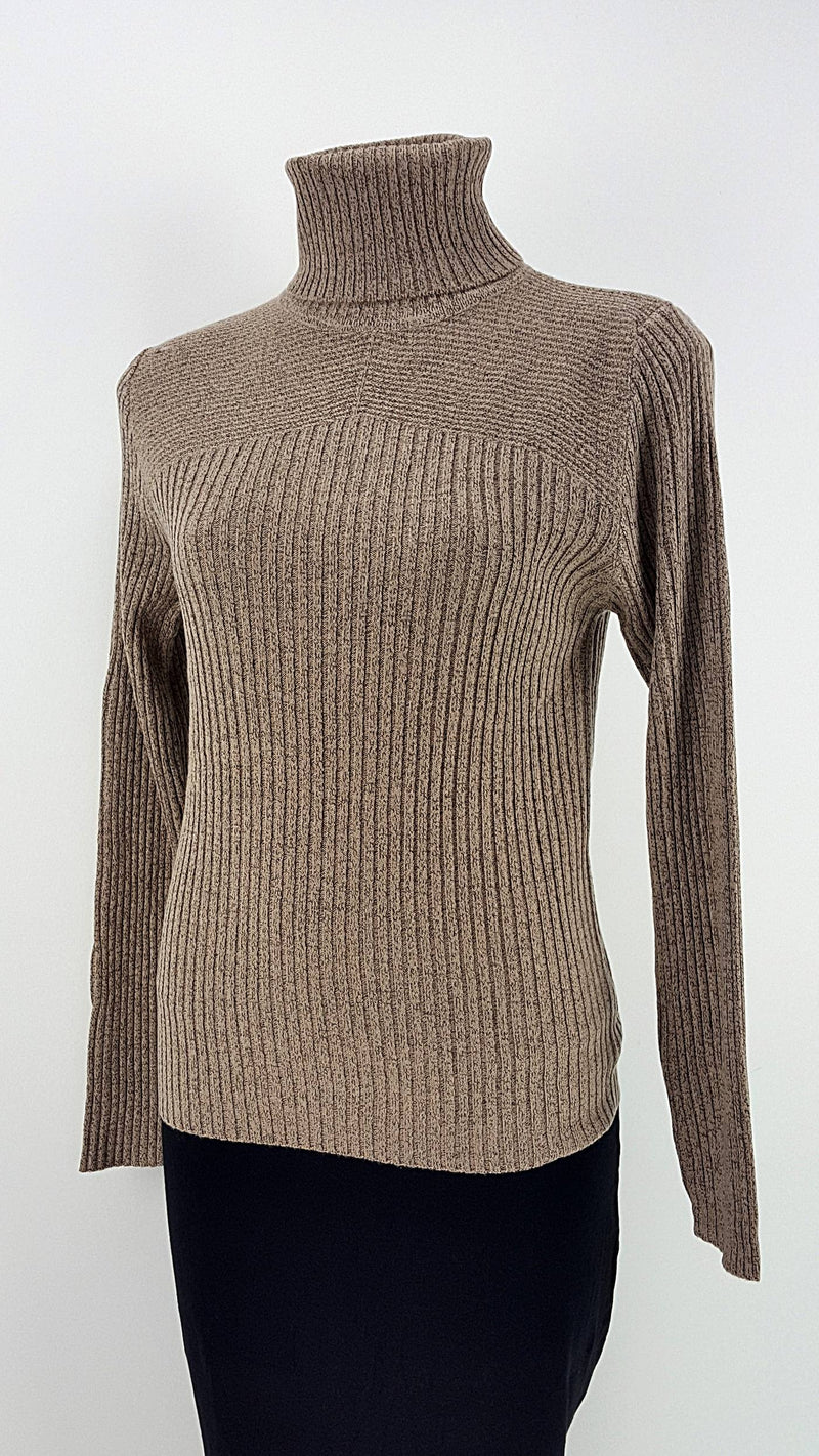 Roll Neck/ Turtle Neck Ribbed Contrast Knit Top – KOBOMO