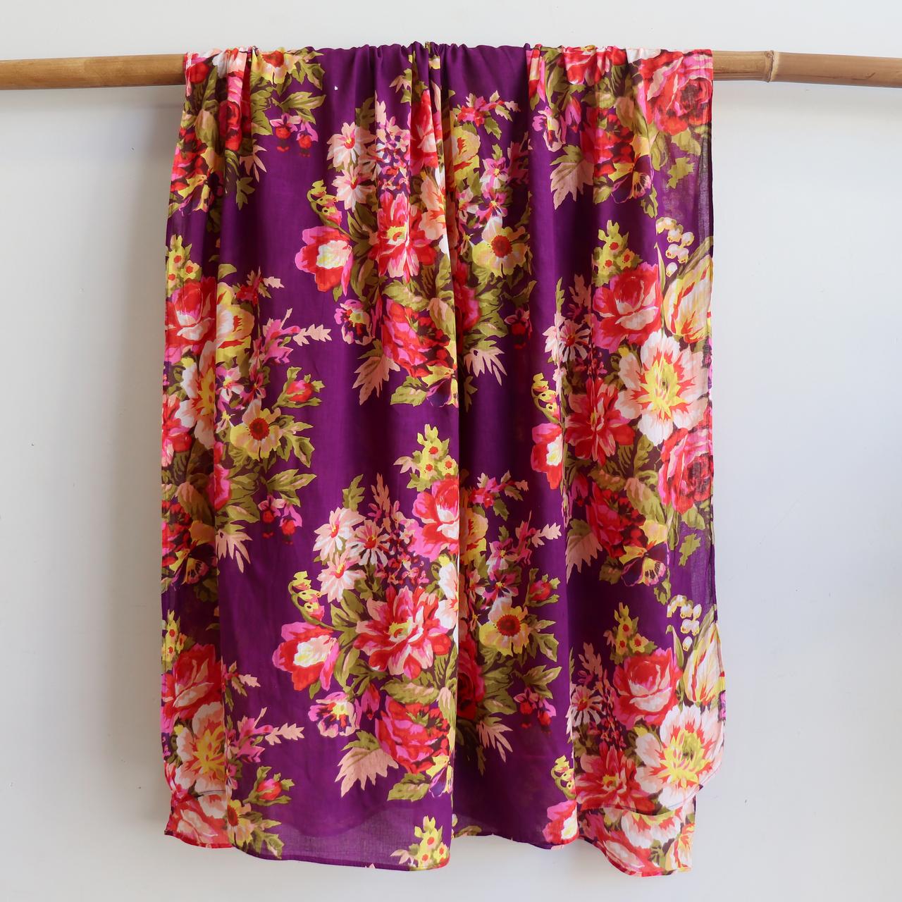 Vintage Floral Scarf - handmade cotton retro accessory / sarong wrap ...