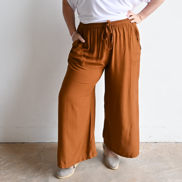 Zen Drawstring Lounge Pants - wide-leg, pull-on trousers - plus-size ...