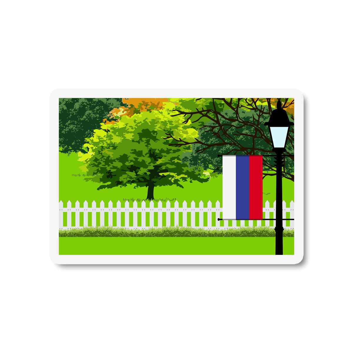 Russia Flag Trees and Street Lamp Sticker