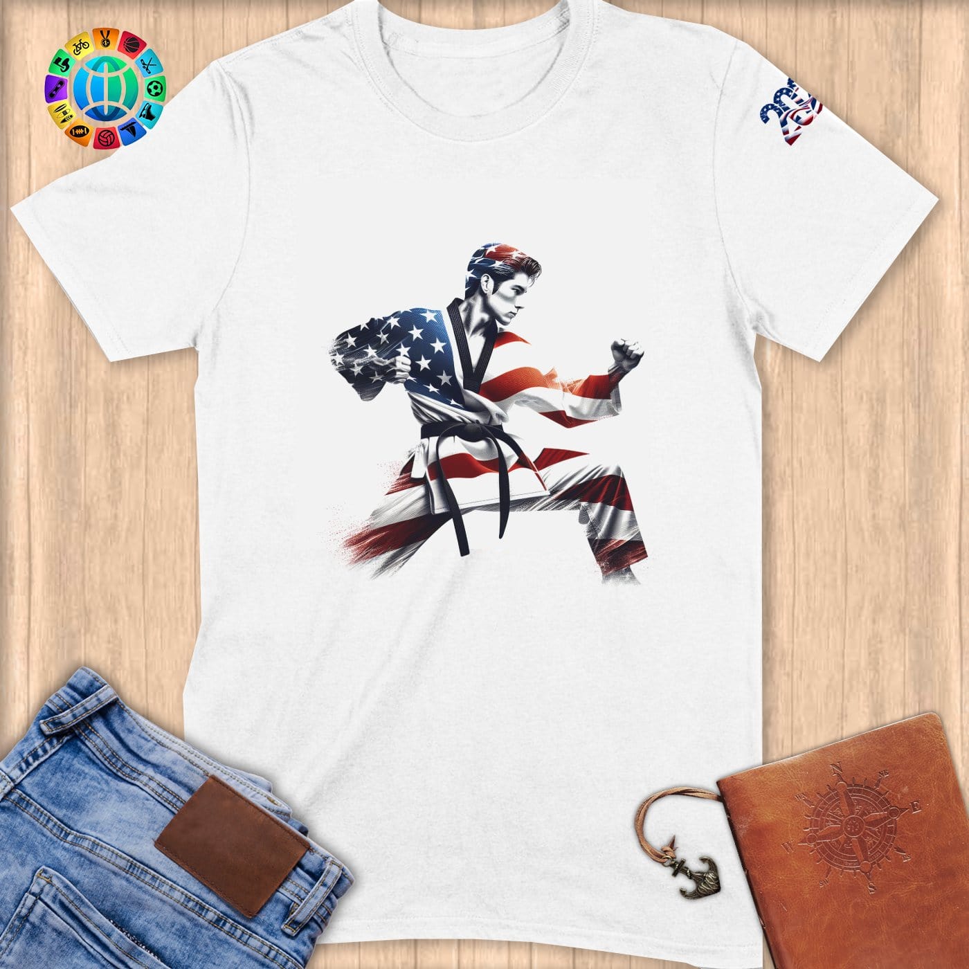 Taekwondo Flag ~ Limited Edition 2024 "USA Excellence" ~ Softstyle T-Shirt - Global Horizon Events product image