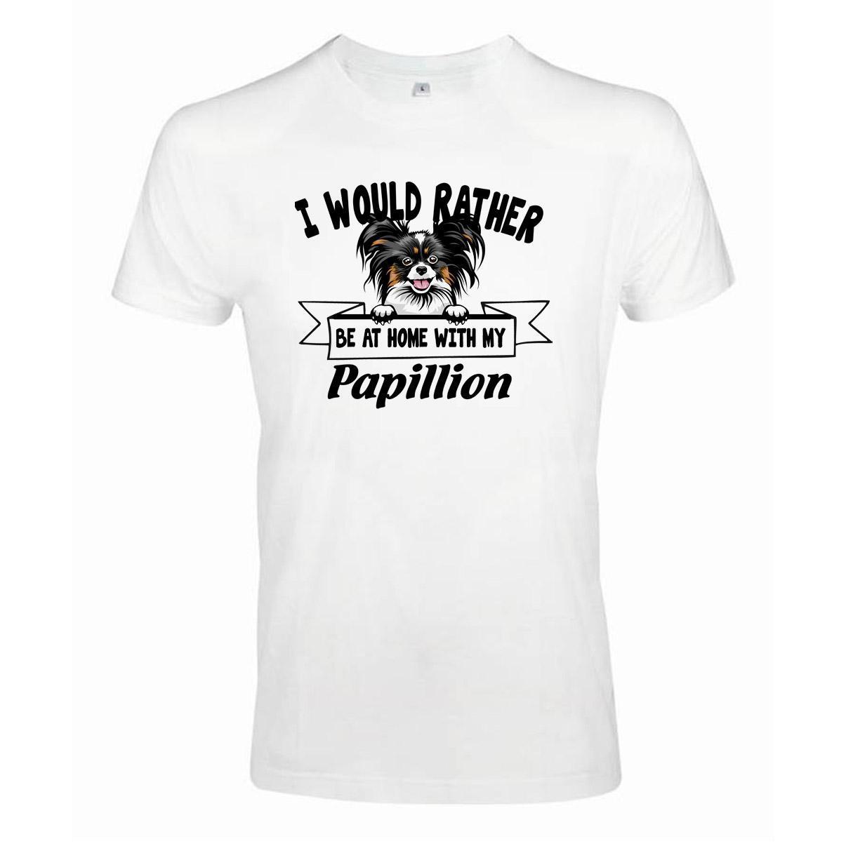 Papillion Kikande hund t-shirt - Rather be with –