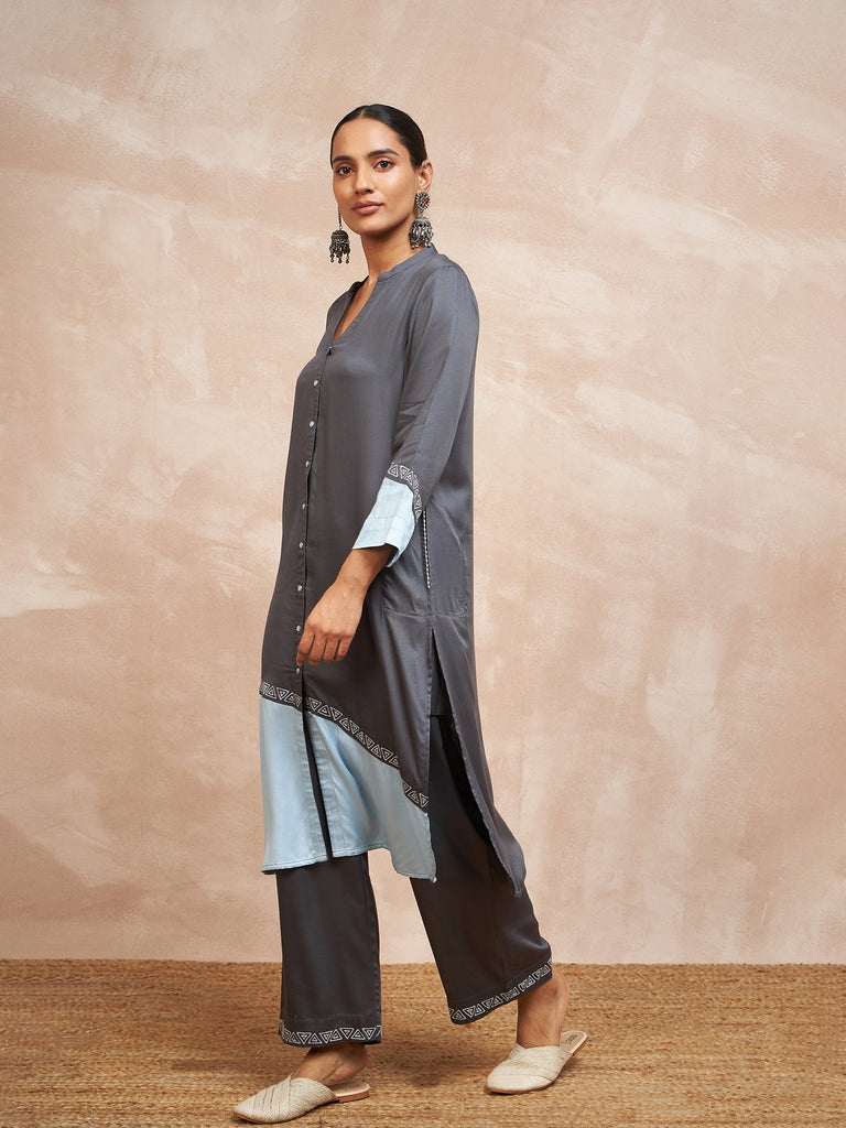 Grey Twin effect Kurta Set