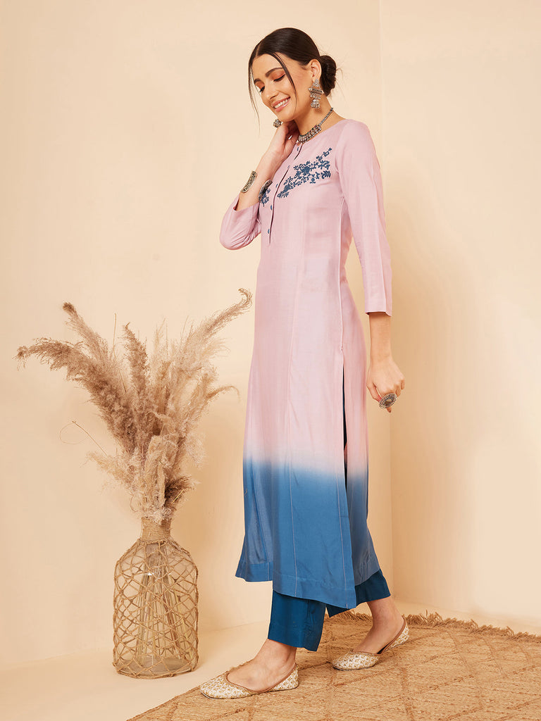 Pink Ombre Kurta Set