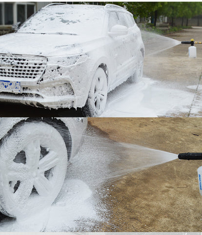 A imagem mostra o funcionamento do produto, cobrindo o carro com espuma.