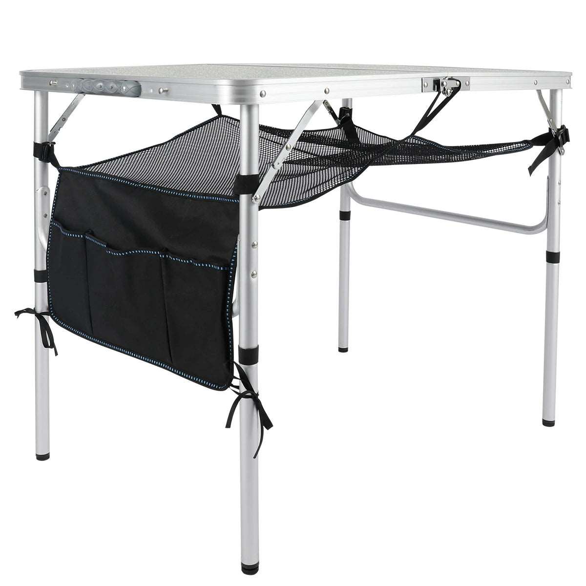 REDCAMP Folding Grill Table for Camping with Mesh Desktop Silver / 48x24”