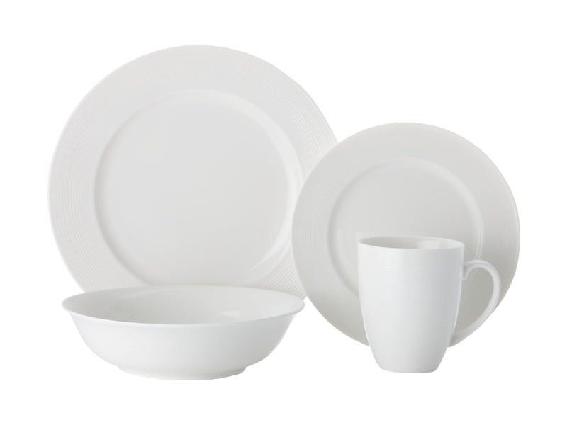 Casual White Evolve Rim Dinner Set 16pc Gift Boxed