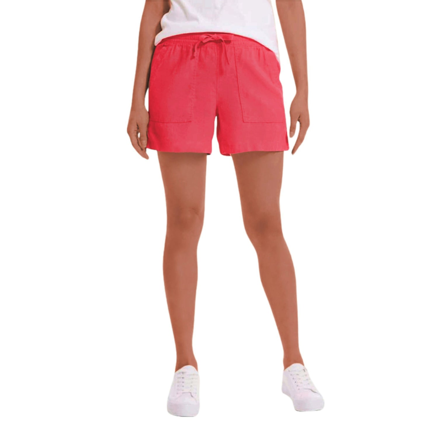 Nautica Women's Linen Blend Side Pockets Elastic Drawstring Casual Shorts