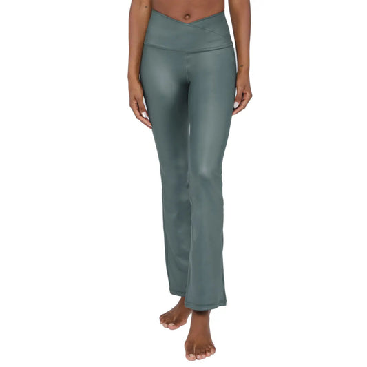 90 Degree By Reflex Faux Leather Yoga Pants In Rhubarb