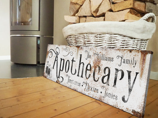 Rustic wooden Apothecary sign - customizable — nerd wood designs
