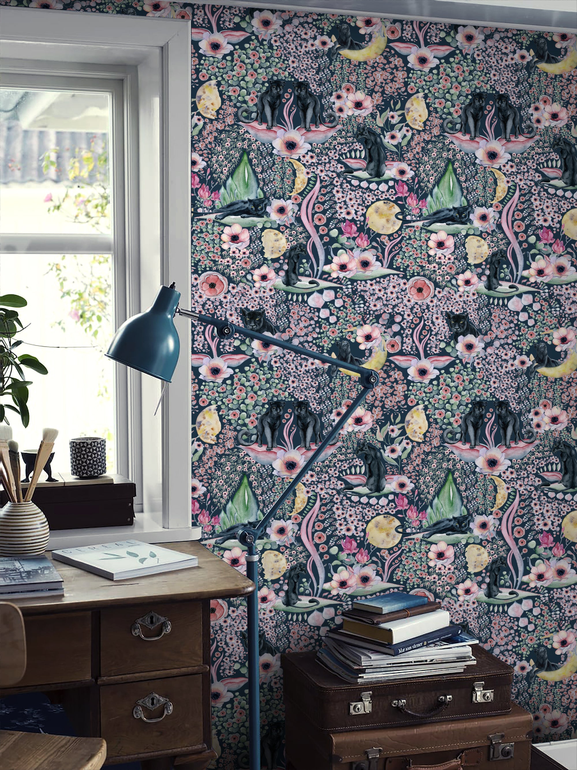 Maximalism Peel and Stick Wallpaper 2023 Floral and Black Leopard | US –  RollsRolla