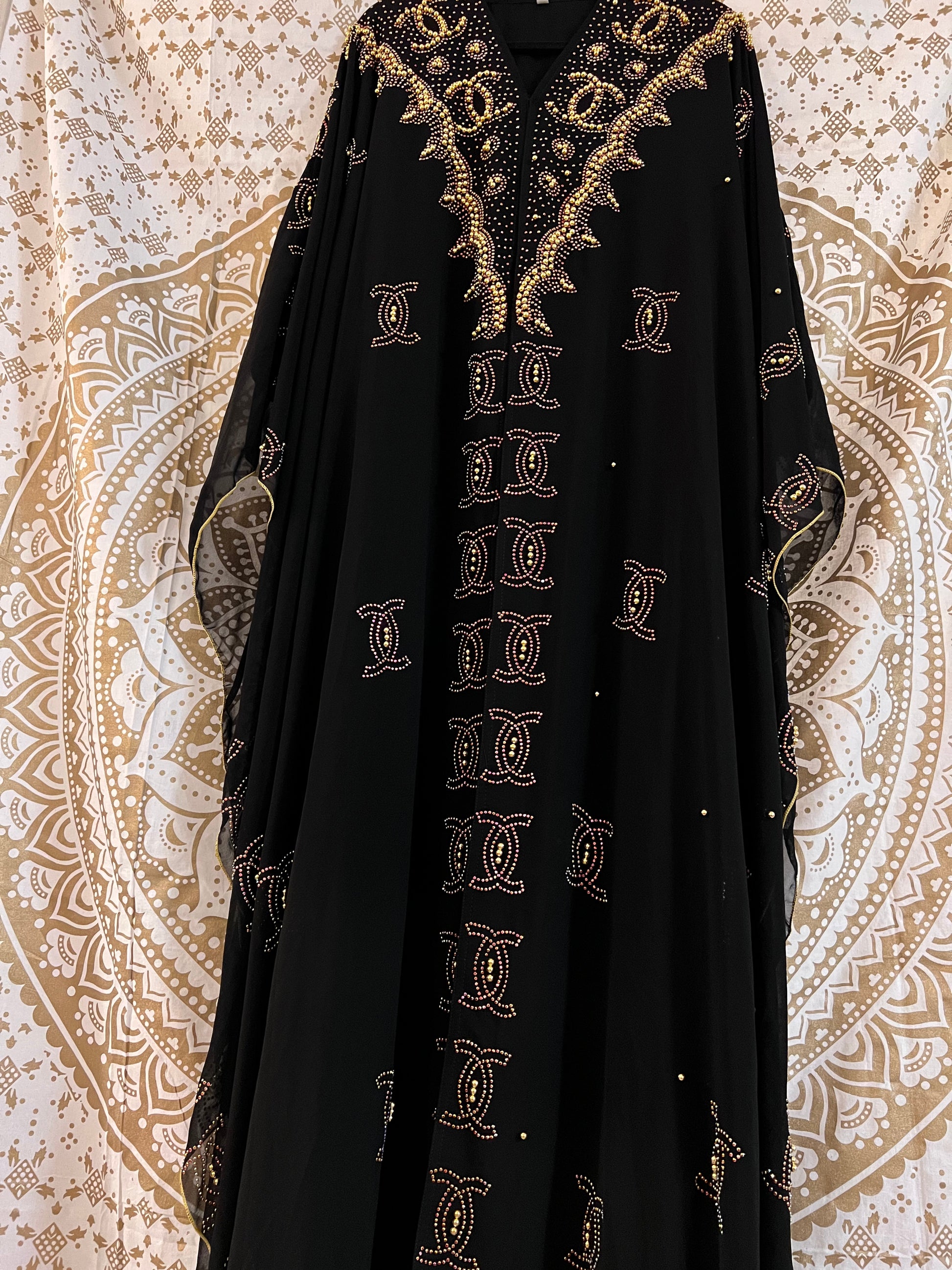 Chanel Kaftan Abaya With Hood | With Pristine Chiffon overlay – AL-HAAYAH