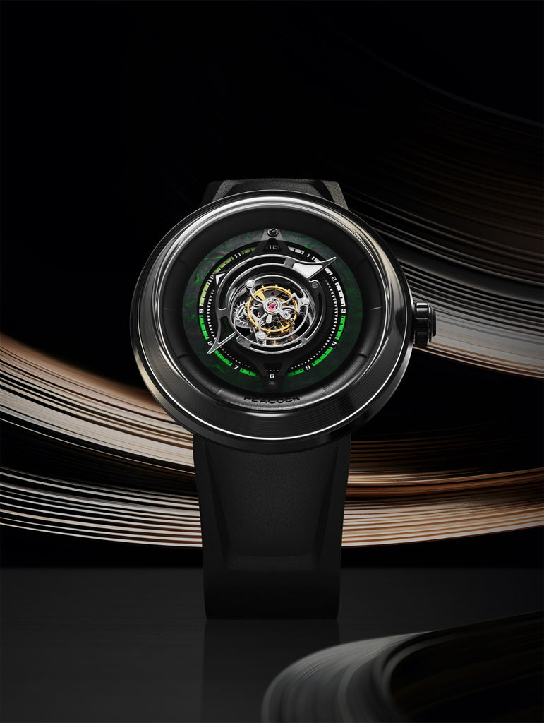 Peacock Black Hole Central Tourbillon Watch