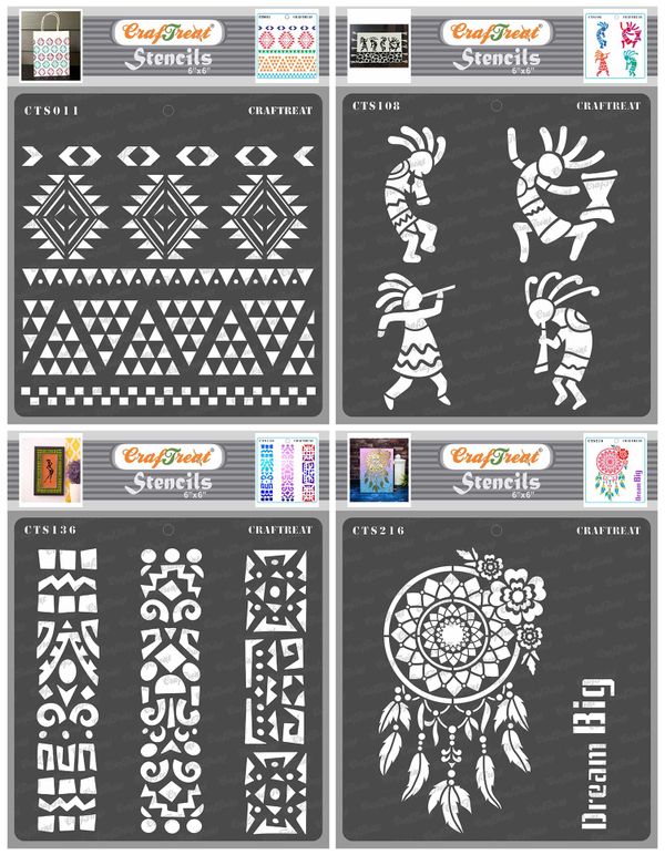 CrafTreat Mandala and Mandala 2 Stencil for Painting and Crafting - 2 Pcs - 6 inchx6 inch Each, Size: 2 Pcs - 6x6 Each, Clear