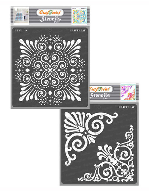 CrafTreat Ornate Borders and Lace Stencil 6x6 Inches Online