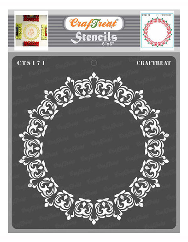 CrafTreat Flourish Stencils for Painting on Wood, Canvas, Paper, Fabric, Floor, Wall and Tile - Flourish Circle - 6x6 Inches - Reusable DIY Art and CR