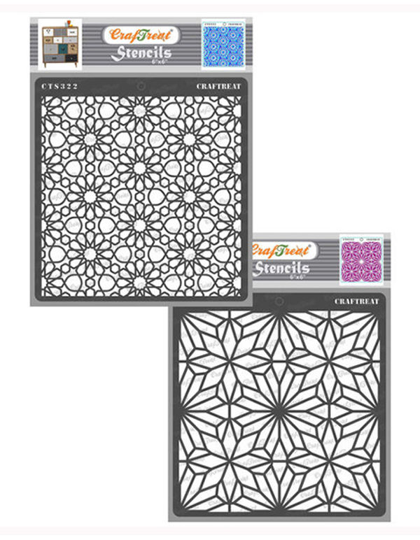 CrafTreat Flourish Stencils for Painting on Wood, Canvas, Paper, Fabric, Floor, Wall and Tile - Flourish Circle - 6x6 Inches - Reusable DIY Art and CR