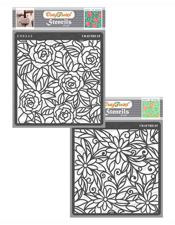 CrafTreat Lily, Iris, Daffodil & Bell Flower Stencil Template 6 x 6