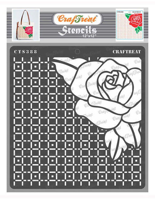 Buy Rose Flower Stencil 12x12 Inches Online | CrafTreat