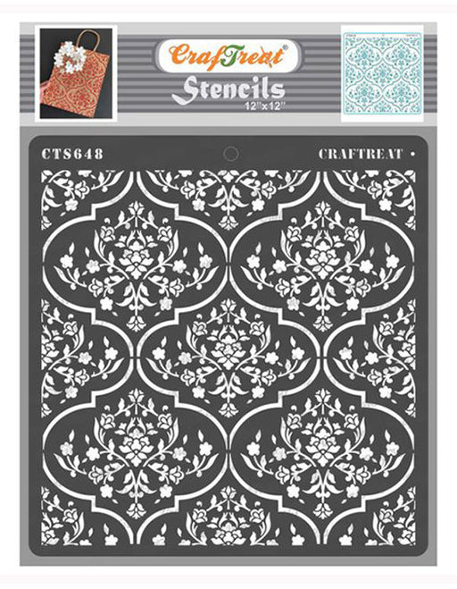 CrafTreat Floral Border Stencils for Painting on Wood, Canvas, Paper,  Fabric, Floor, Wall and Tile - Border12 and Border13-2 Pcs - 3x12 Inches  Each - Reusable D…