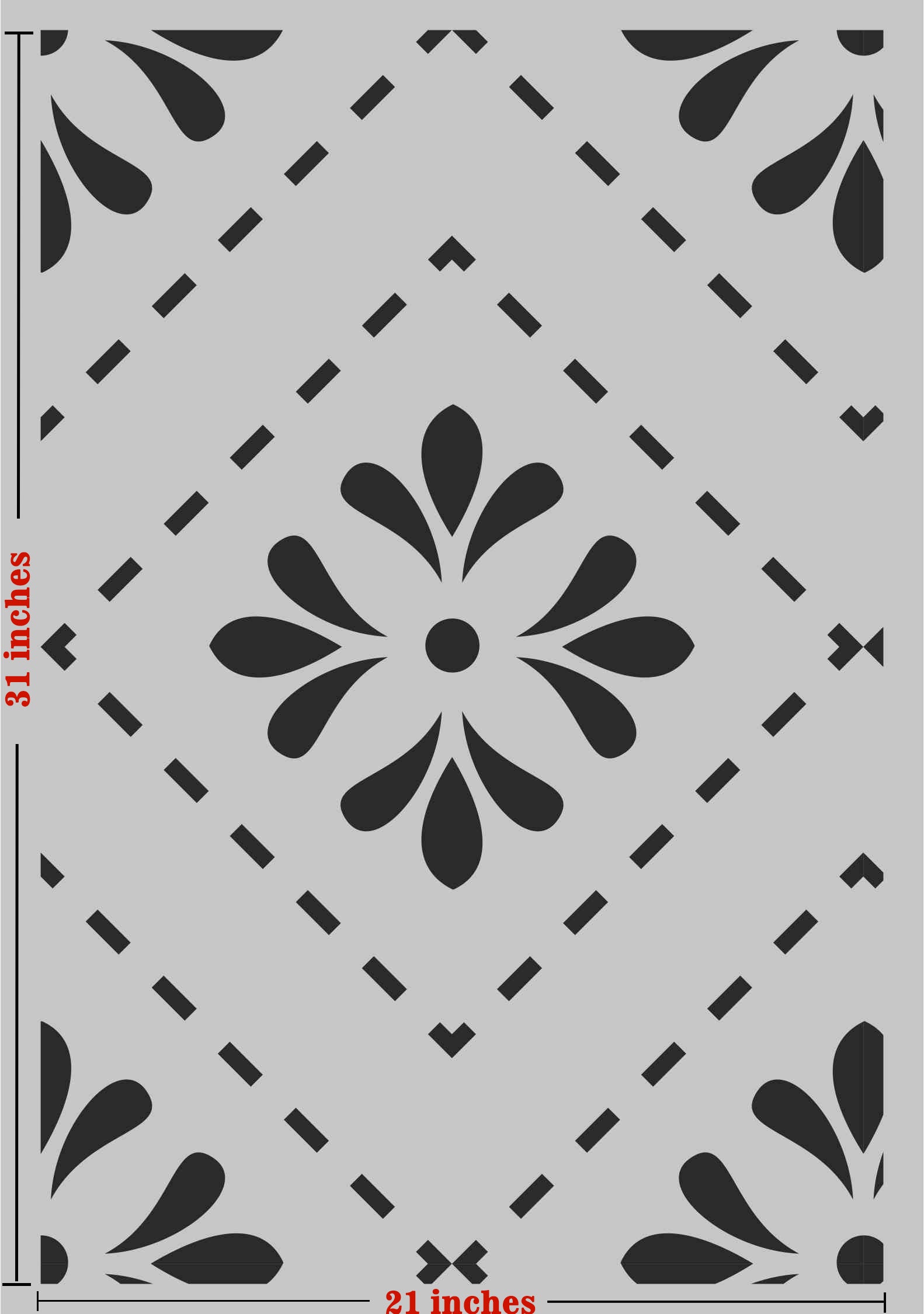 Buy Flower Pattern Stencil for Painting | Large Floral Wall Pattern Design for Walls | Background Floral Stencil Design 23x23 Online | CrafTreat