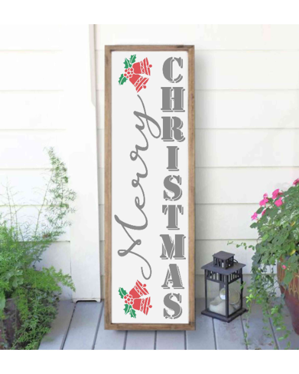 Script Jingle All The Way Tall Porch Sign Stencil - DIY Christmas