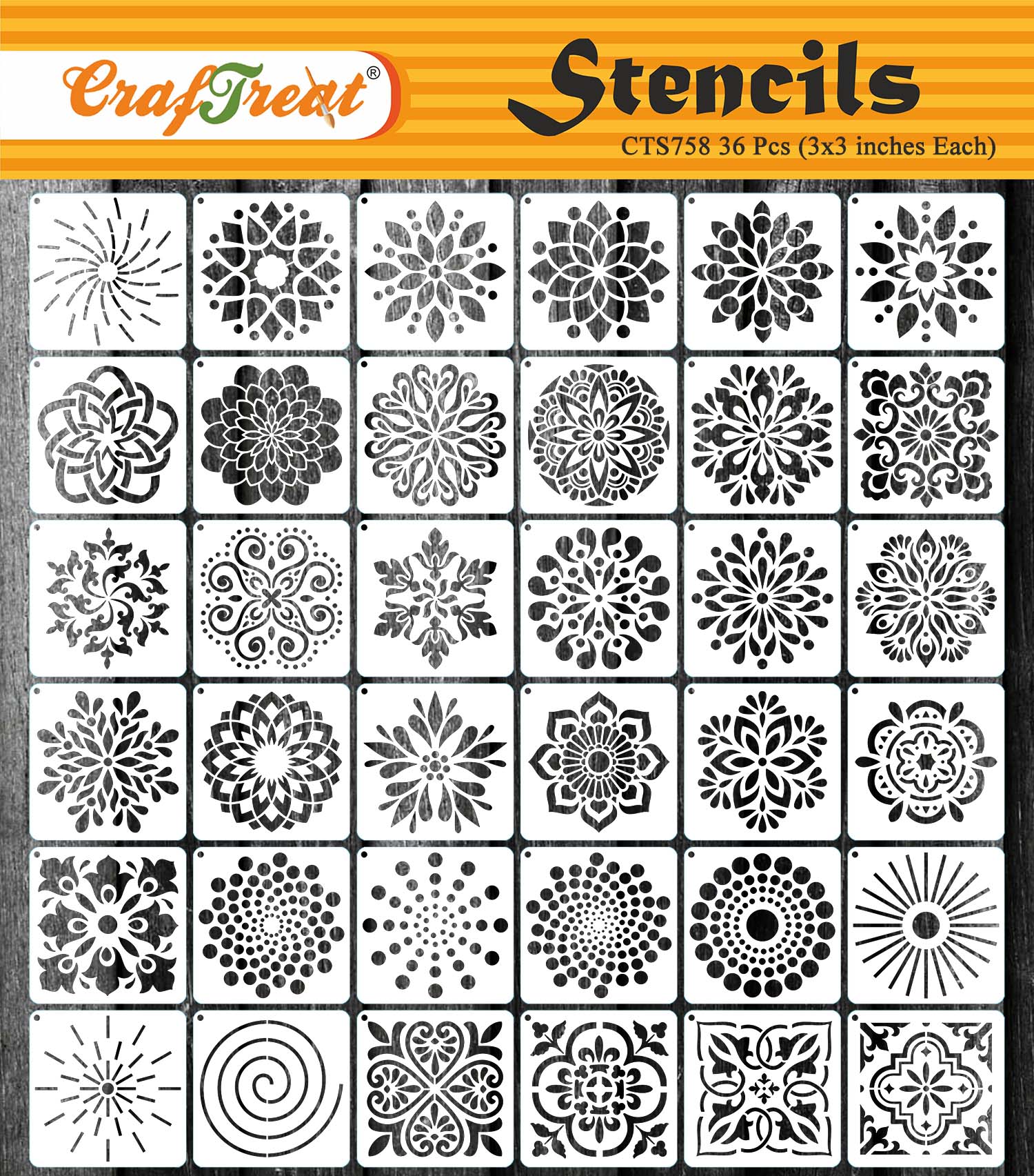 36 PCS Reusable Mandala Stencils for Painting Rocks Wood Canvas Fabric  Glass Pottery Art Projects