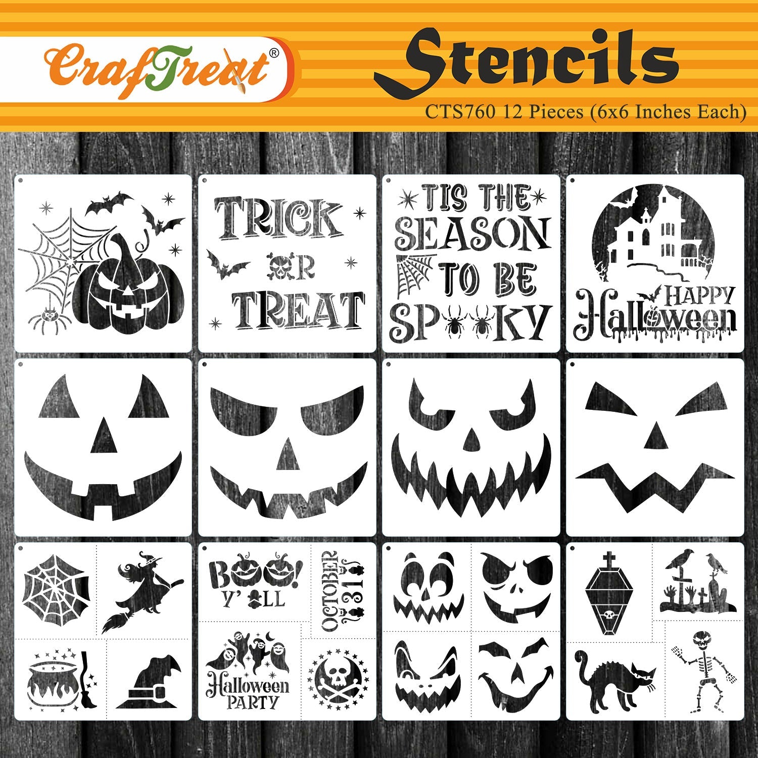 Halloween Stencils Craft Painting Stencils Airbrush Spray Paint (18 Designs)