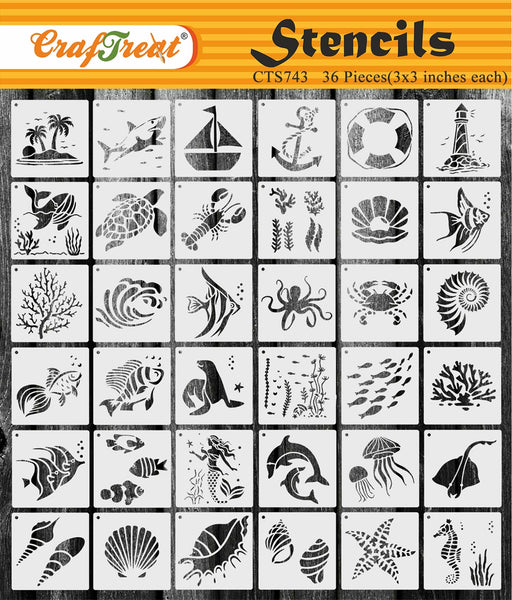 CrafTreat 36 Pieces Animal Stencil, Stencils for Painting on Wood, Elegant Stencils for Crafts, DIY Painting Stencils for Canvas, Reusable Stencils