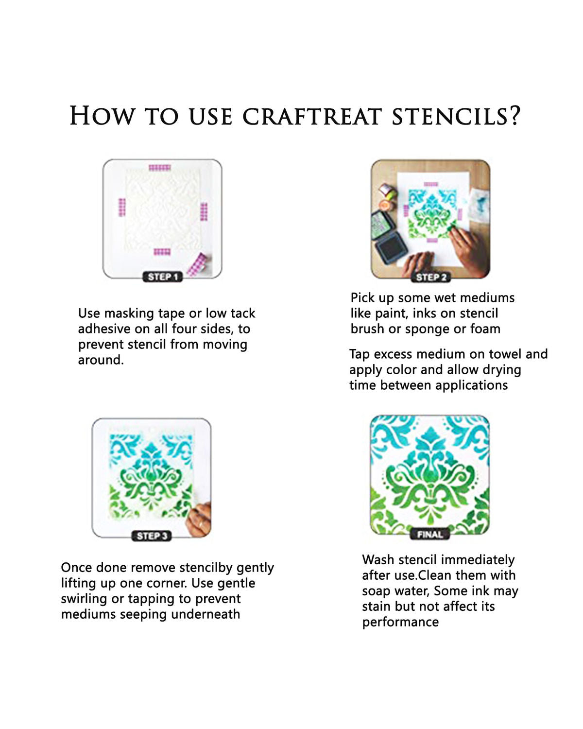 CrafTreat Heart Dart Stencil for Painting and Crafting - 6x6