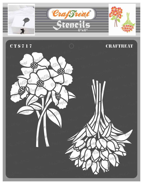 CrafTreat Lily, Iris, Daffodil & Bell Flower Stencil Template 6 x 6