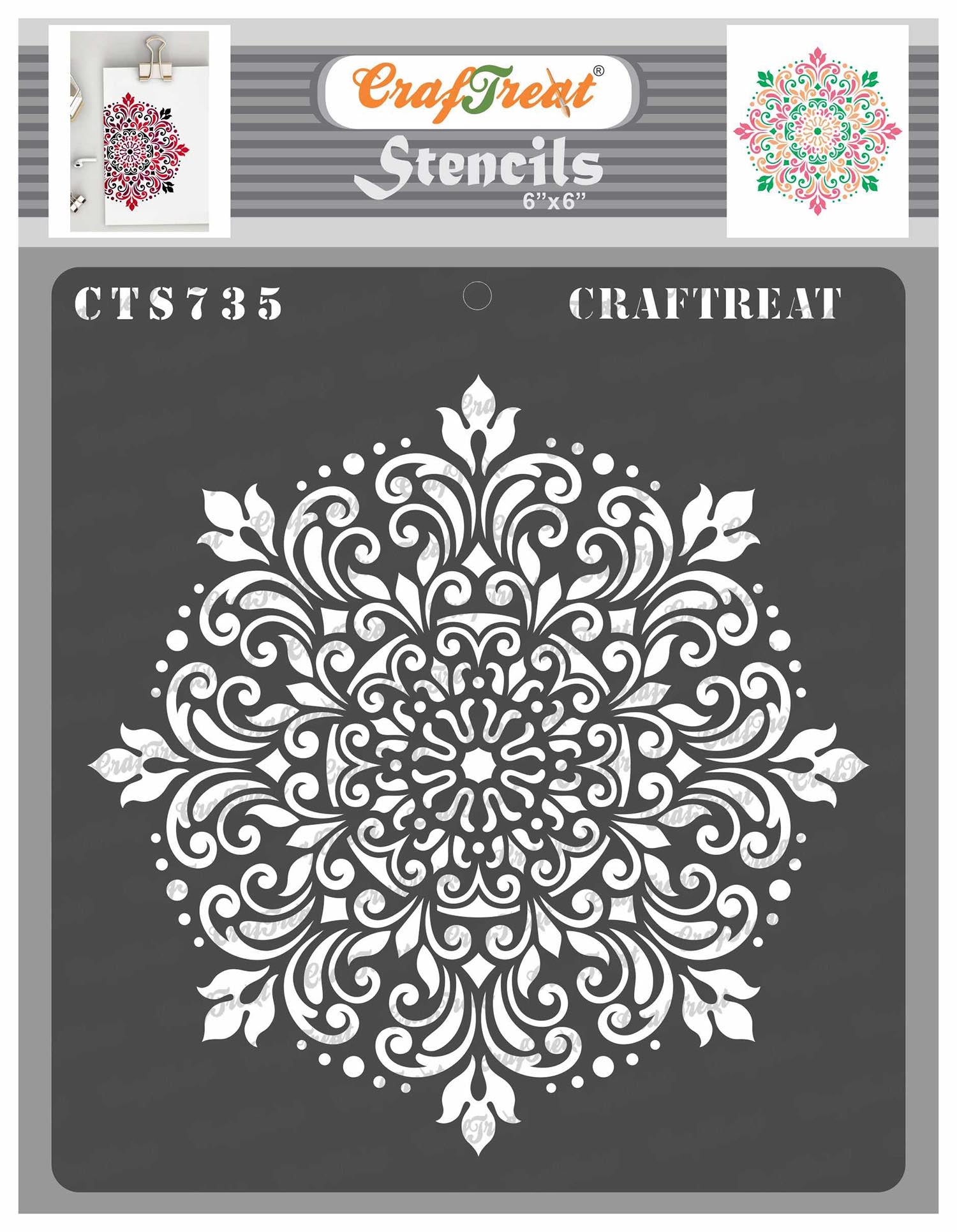 CrafTreat Mandala and Mandala 2 Stencil for Painting and Crafting - 2 Pcs - 6 inchx6 inch Each, Size: 2 Pcs - 6x6 Each, Clear