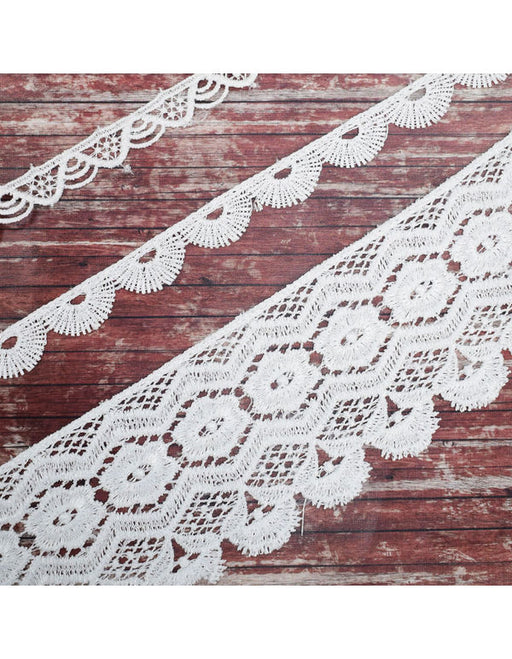  COHEALI 2pcs Ribbons Lace Gathered Mesh Trim Ribbon White Ribbon  Lace Ribbon Trim Ribbon Lace Fabric Wide Lace Ribbon Floral Lace Ribbon  Sewing Craft Retro Decor White Border Bride Dress 