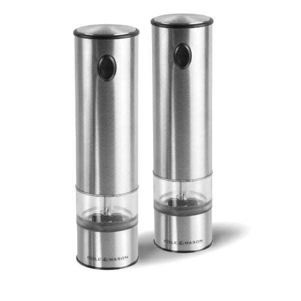 Jean Patrique One-Touch Stainless Steel Electronic Salt and Pepper Mill Set