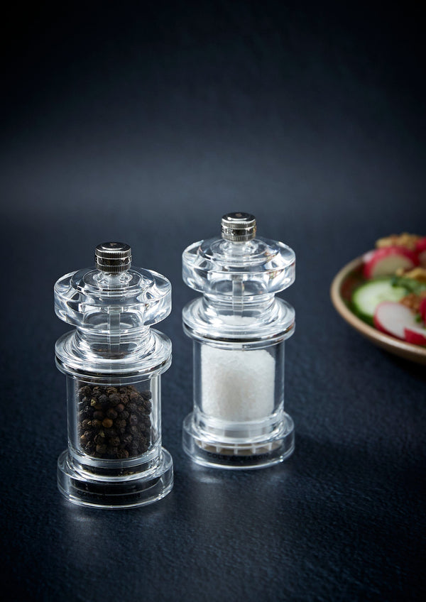 Cole and Mason Salt and Pepper Grinder Set Clear Acrylic 5"